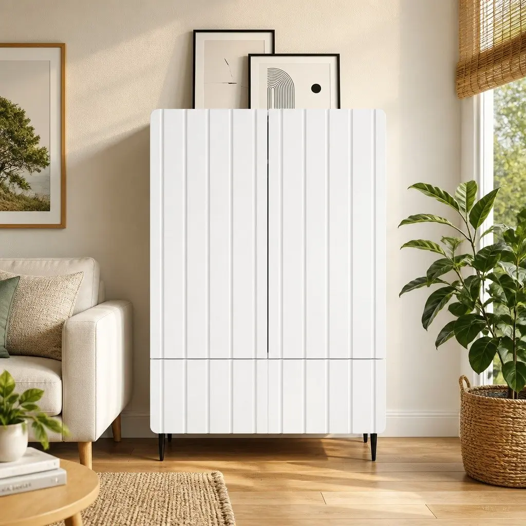 Sideboard Storage Cabinet Modern Engineered Wood 66x34.5x97cm White