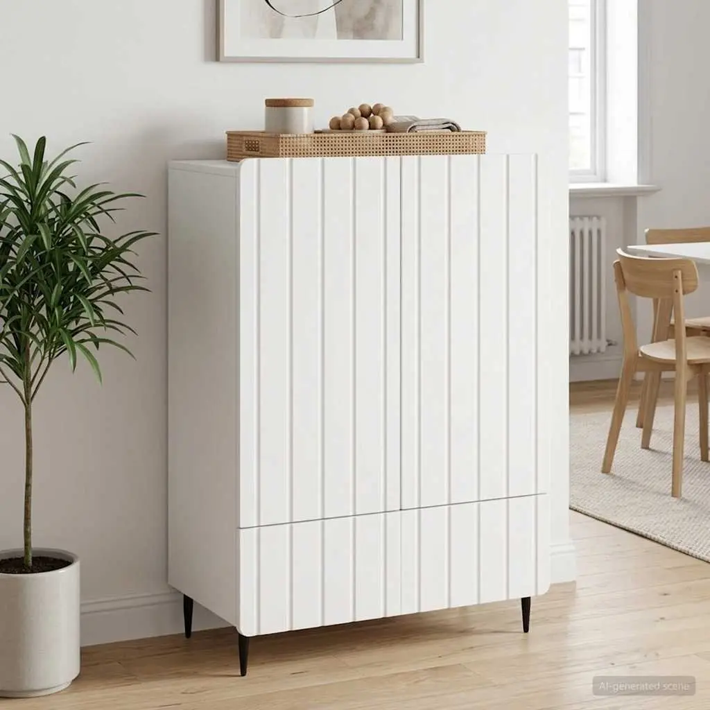 Sideboard Storage Cabinet Modern Engineered Wood 66x34.5x97cm White