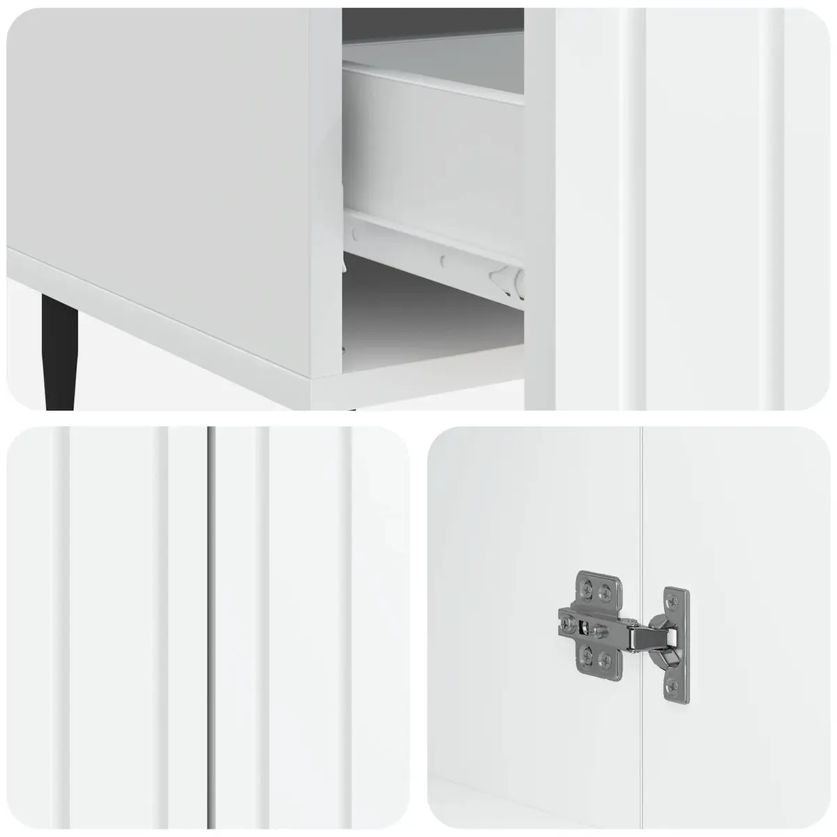 Sideboard Storage Cabinet Modern Engineered Wood 66x34.5x97cm White