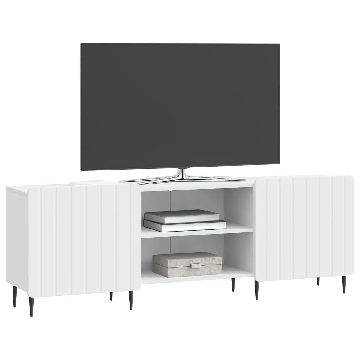 TV Cabinet White Modern Entertainment Unit Storage 150 x 31 x 52 cm Engineered
