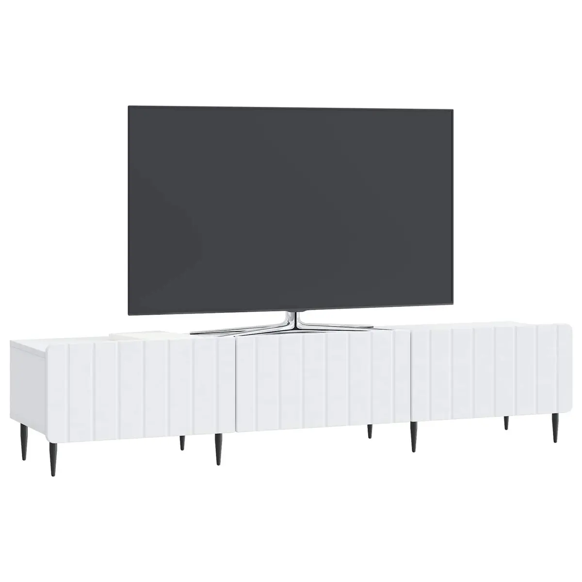 TV Cabinet Storage Unit Modern White Engineered Wood 147x34.5x32 cm