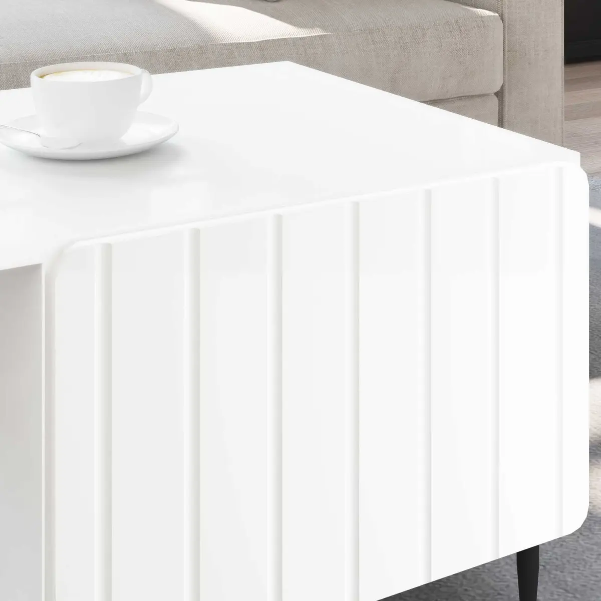 Coffee Table Modern Rectangular Living Room Storage Space White 90 x 50 x 40 cm