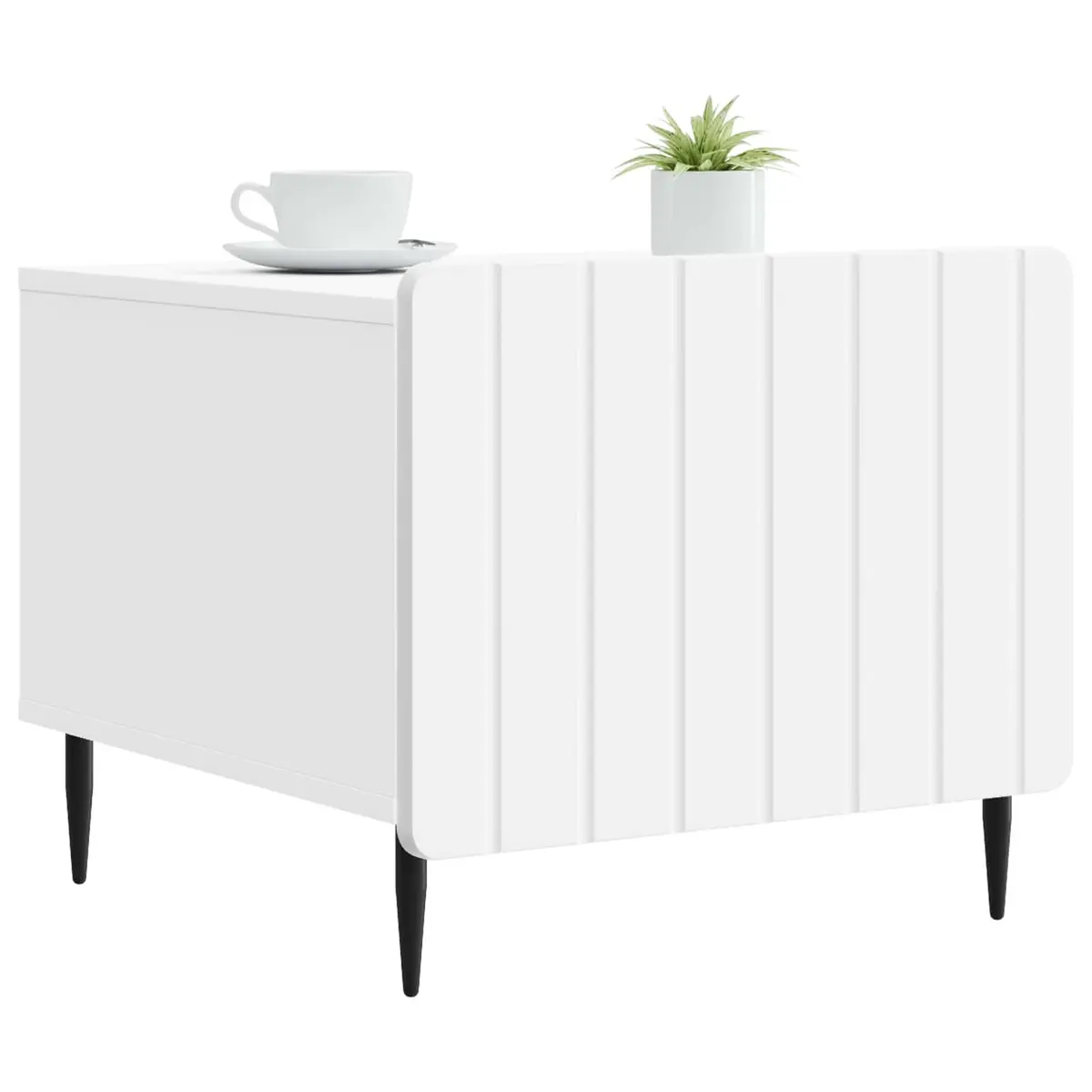 Coffee Table Dual-Level Storage 49 x 50 x 42 cm White Engineered Wood Modern Living Room