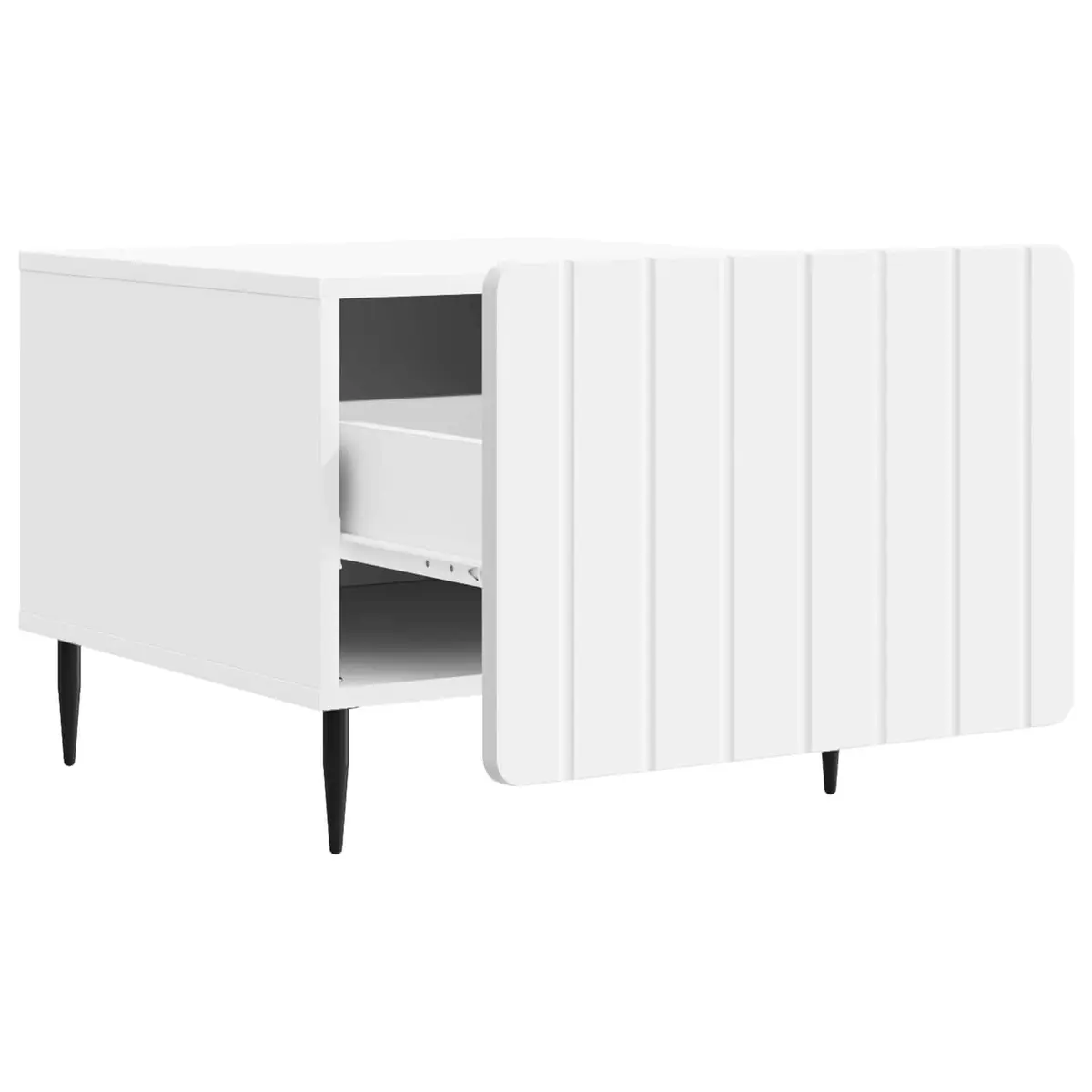 Coffee Table Dual-Level Storage 49 x 50 x 42 cm White Engineered Wood Modern Living Room
