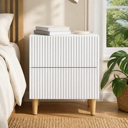 Bedside Cabinet White 43 x 34.5 x 48 cm Modern Storage Nightstand Drawer
