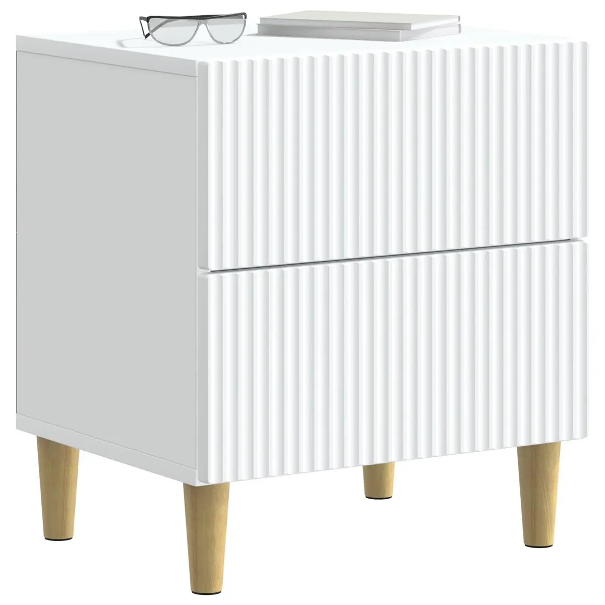 Bedside Cabinet White Modern Storage Nightstand 43 x 34.5 x 48 cm