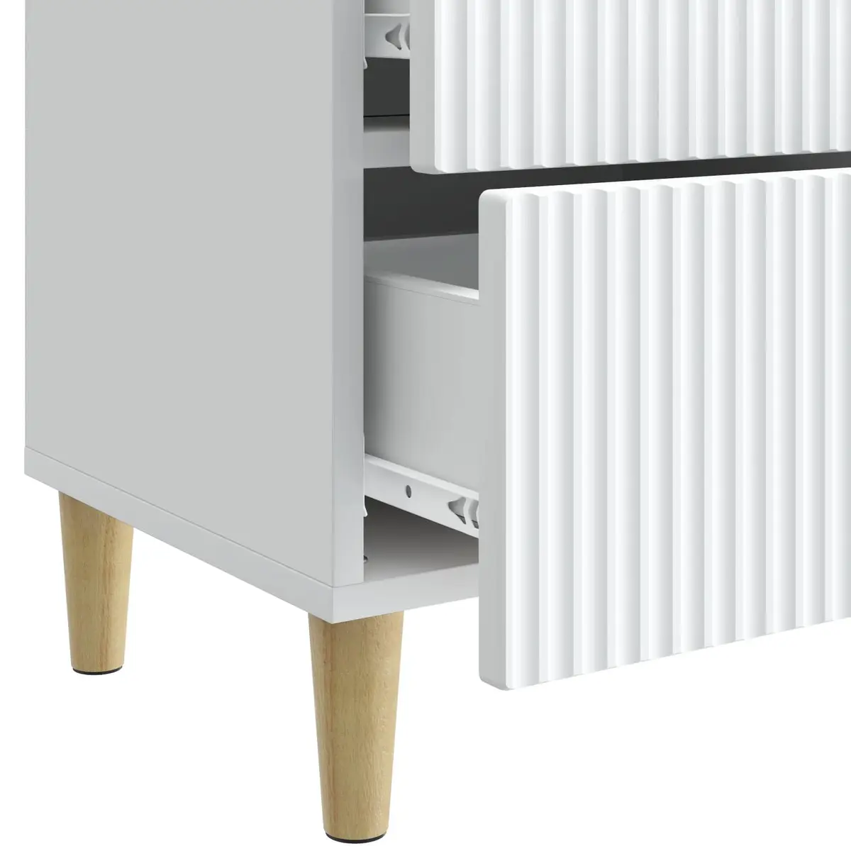 Bedside Cabinet White Modern Storage Nightstand 43 x 34.5 x 48 cm