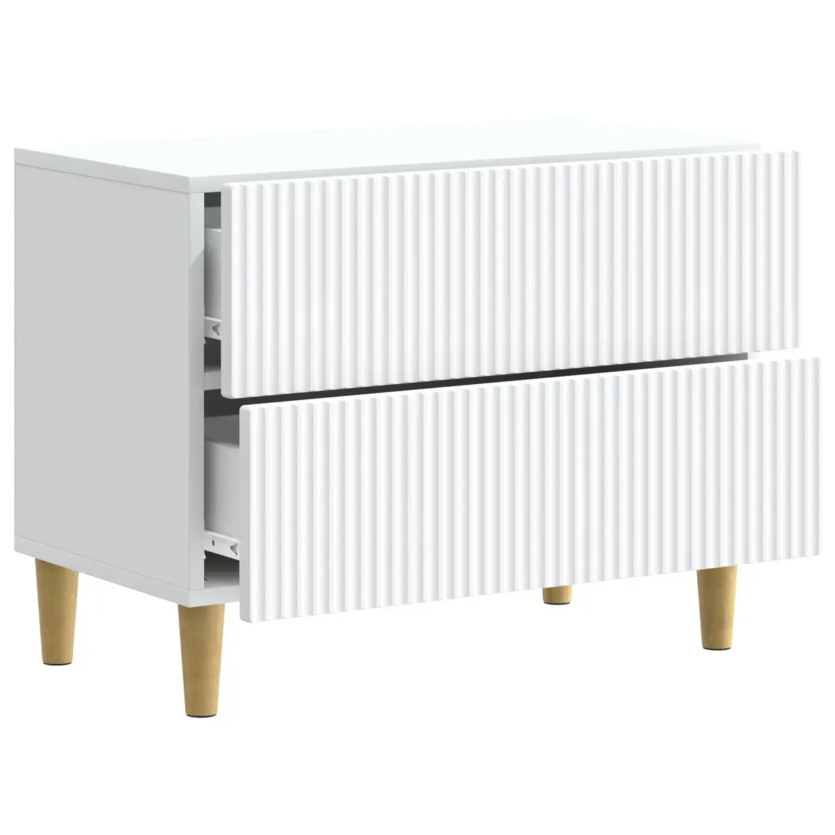 Bedside Table Bedroom Storage Cabinet 62x34.5x48cm White Engineered Wood