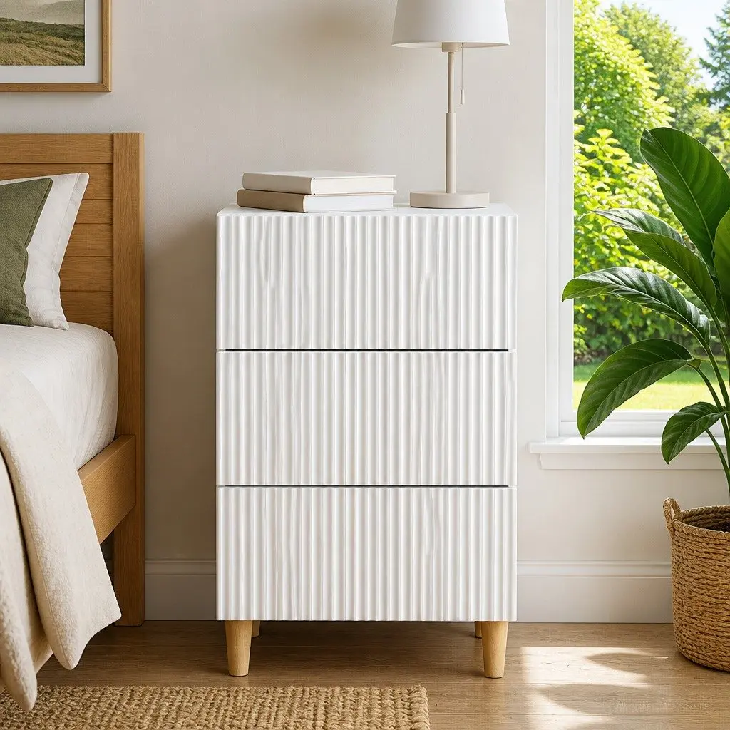 White Bedside Table with Drawer for Easy Organization