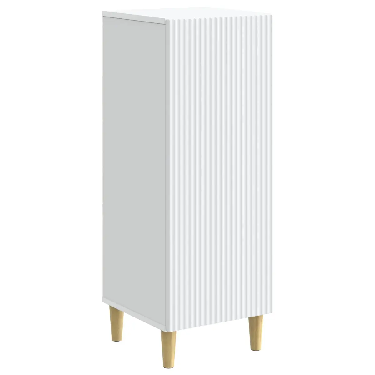 Modern White Sideboard Storage Cabinet with Tapered Legs Board Shelves Indoor