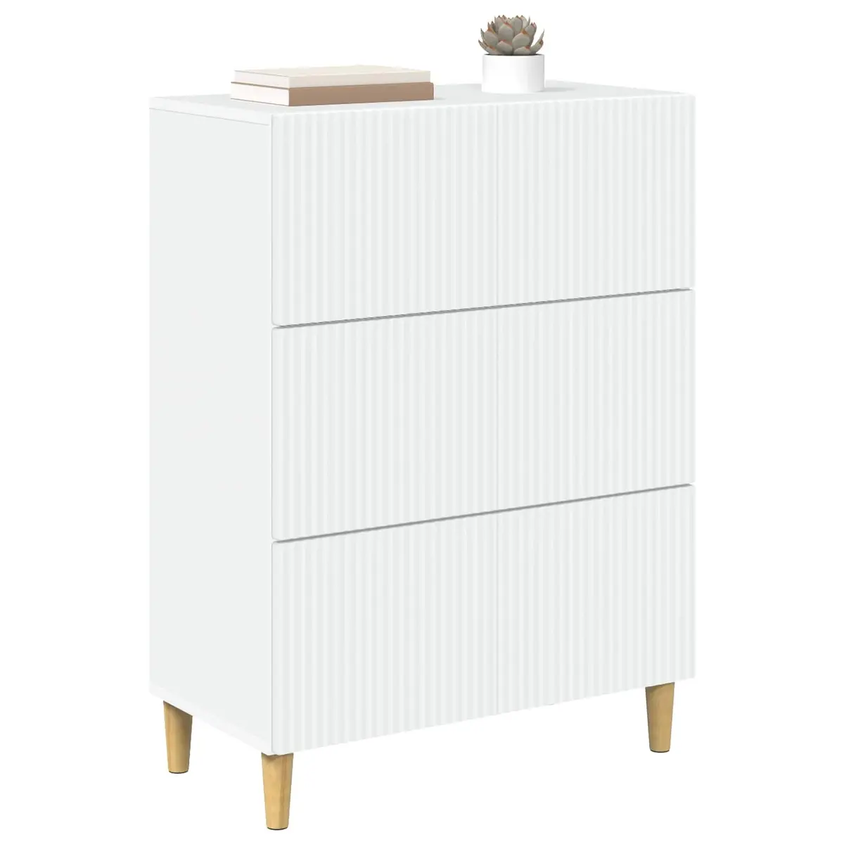 Drawer Cabinet White Storage Unit Modern Design Engineered Wood 66x34.5x90cm