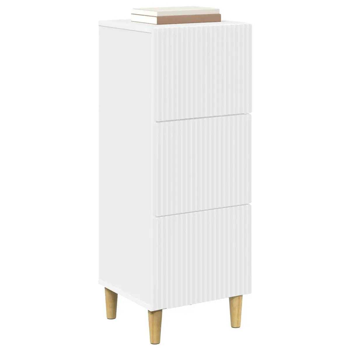 Drawer Cabinet Storage Unit 33 x 34.5 x 90 cm White Engineered Wood Tapered Legs