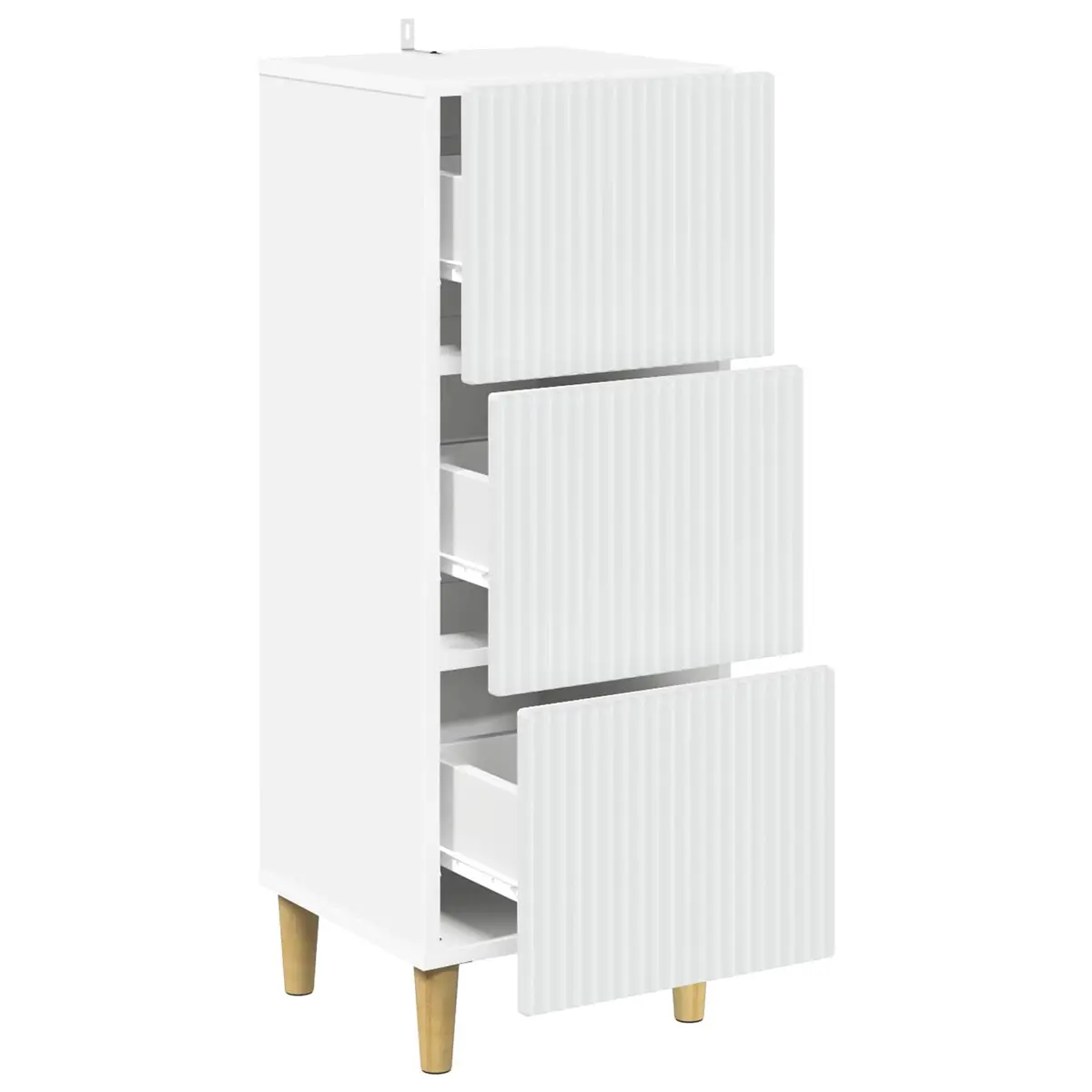 Drawer Cabinet Storage Unit 33 x 34.5 x 90 cm White Engineered Wood Tapered Legs
