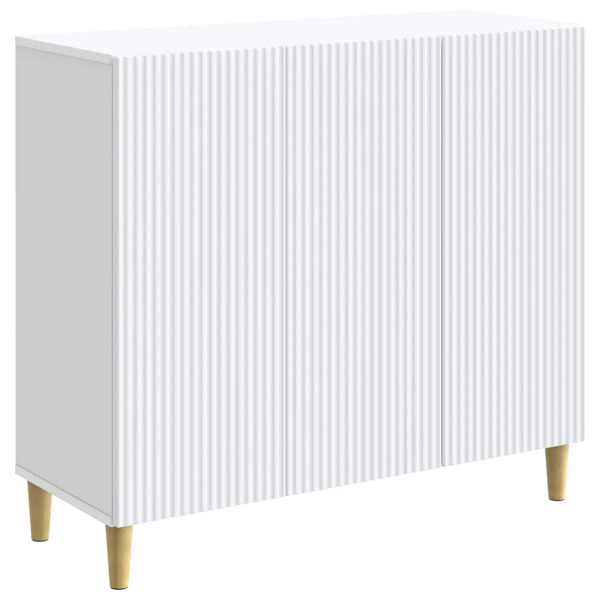 White Sideboard Storage Cabinet 89 x 34.5 x 80 cm Engineered Wood Board Shelves