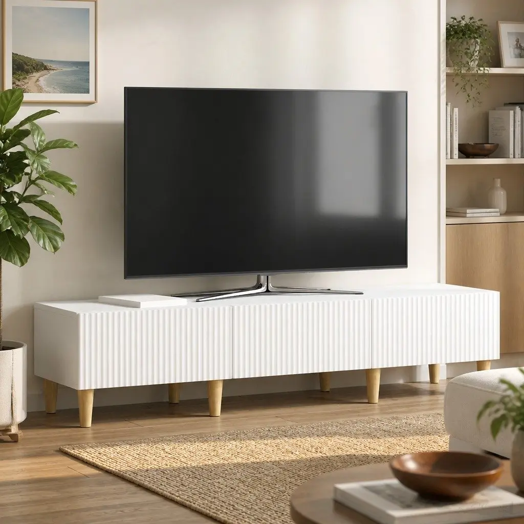 TV Cabinet White Entertainment Unit Media Stand 147 x 34.5 x 30 cm