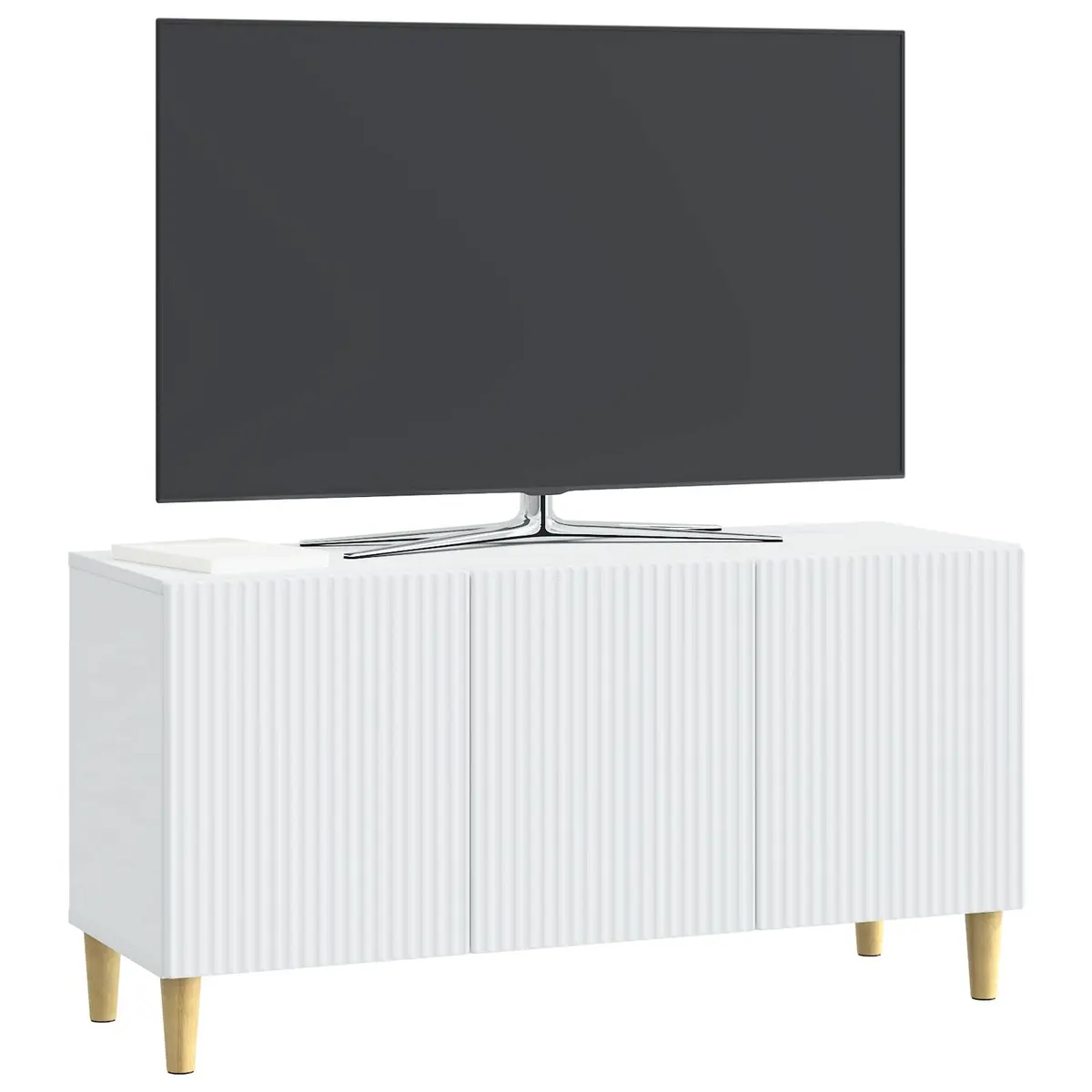 TV Cabinet White Modern Living Room Storage Furniture Engineered Wood