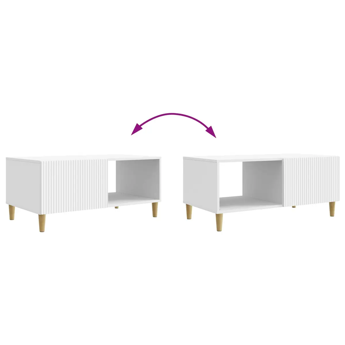 Vintage Coffee Table Storage White Engineered Wood 90x50x40cm Living Room