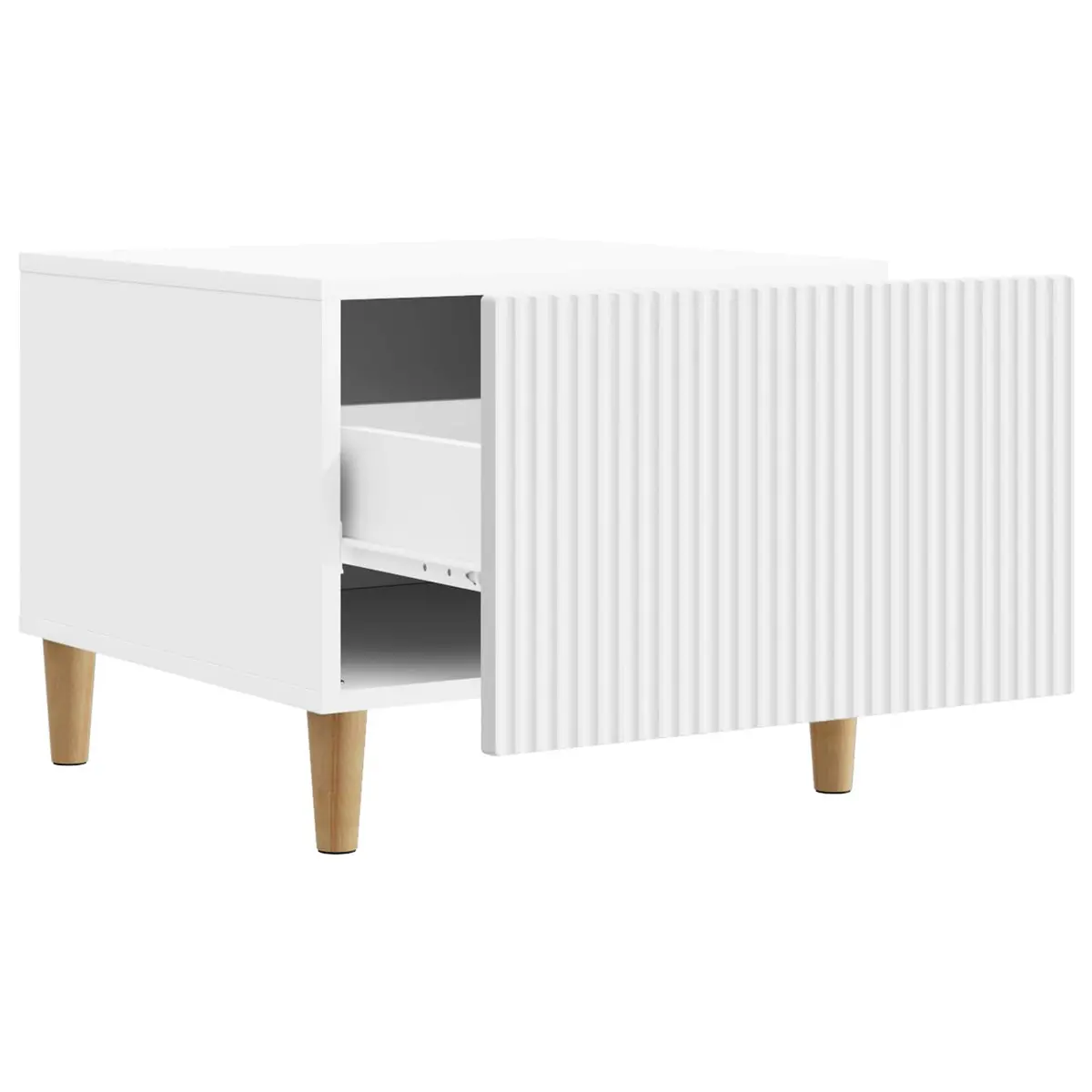 Coffee Table with Drawer Open Shelf Storage Living Room Accent White
