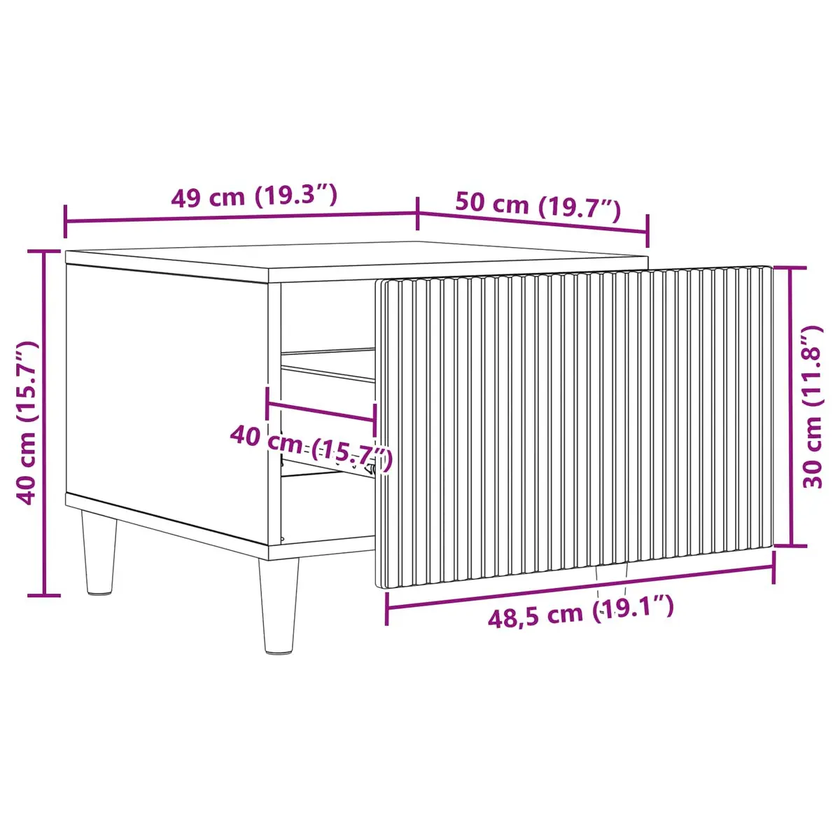 Coffee Table with Drawer Open Shelf Storage Living Room Accent White