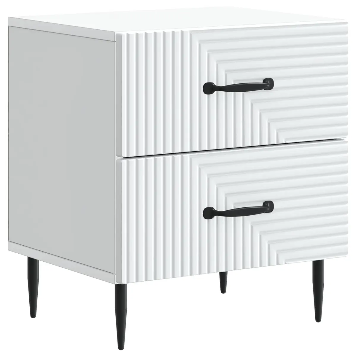Bedside Cabinet Storage Nightstand White Engineered Wood with Metal Legs