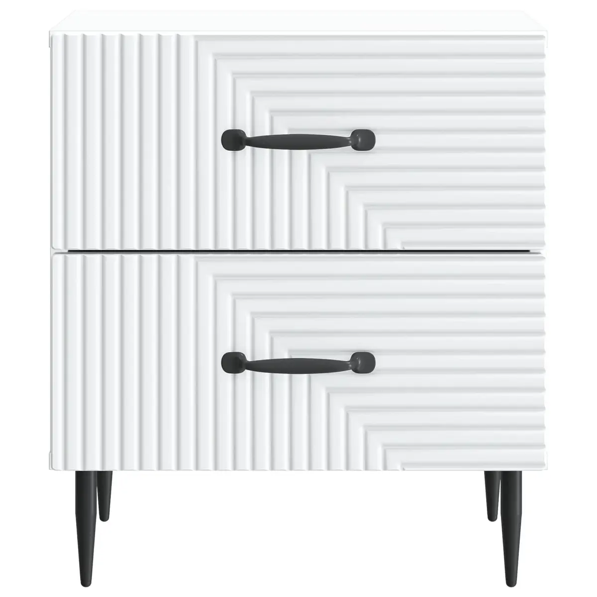 Bedside Cabinet Storage Nightstand White Engineered Wood with Metal Legs