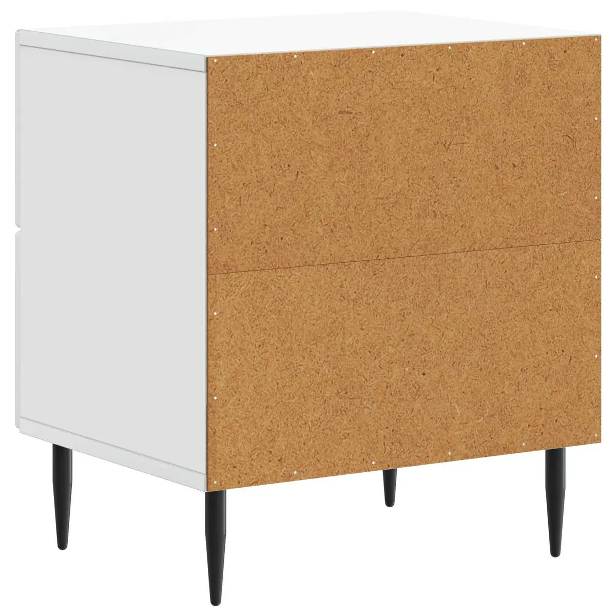Bedside Cabinet Storage Nightstand White Engineered Wood with Metal Legs