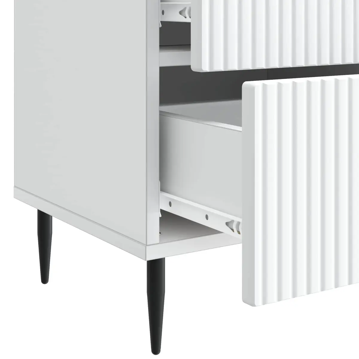 Bedside Cabinet Storage Nightstand White Engineered Wood with Metal Legs
