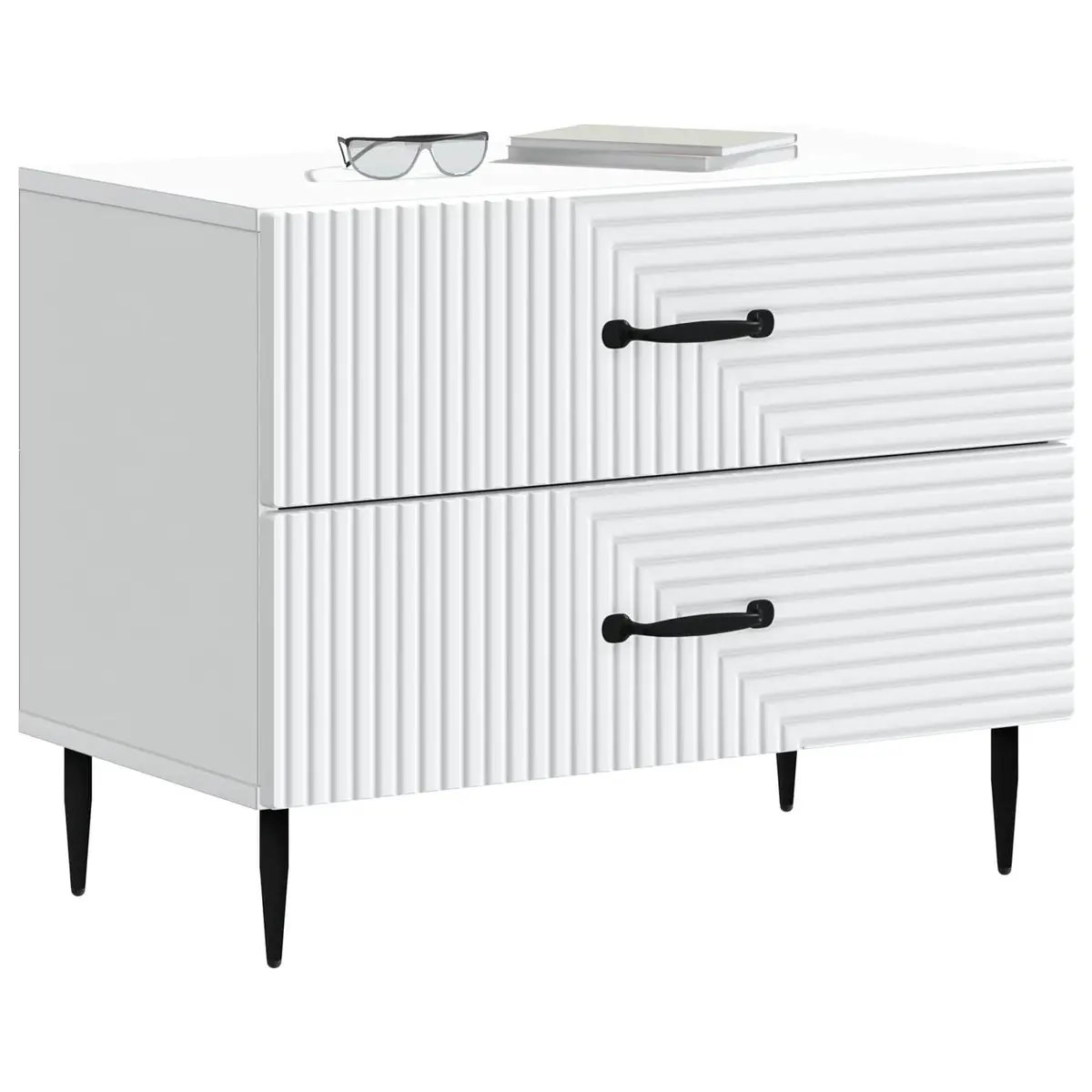 Bedside Cabinet White 62 x 34.5 x 47.5 cm Engineered Wood Drawers Storage