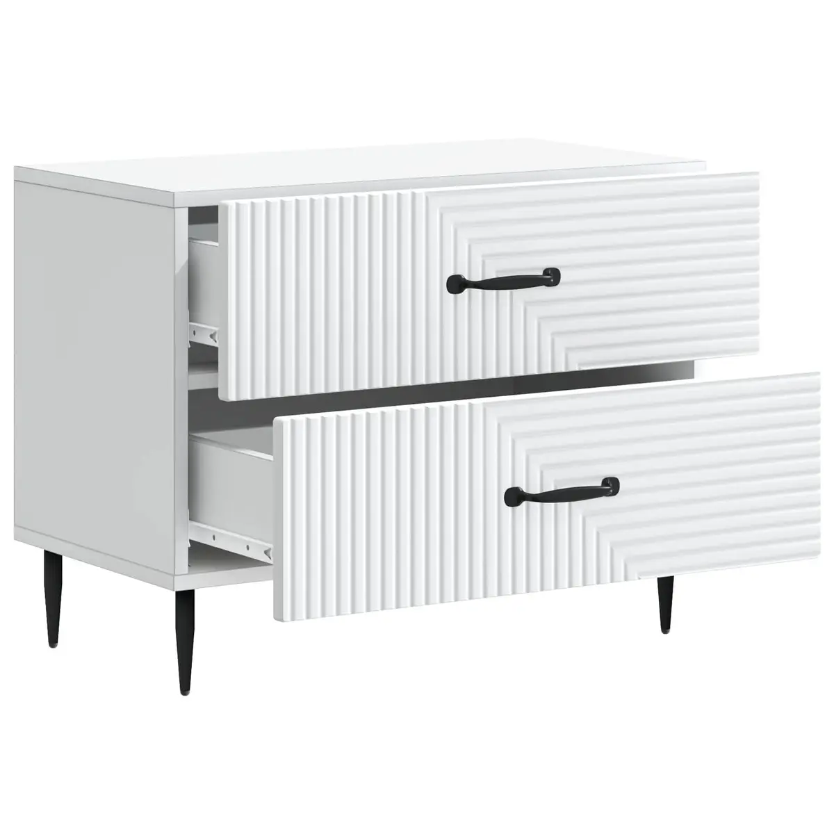 Bedside Cabinet White 62 x 34.5 x 47.5 cm Engineered Wood Drawers Storage