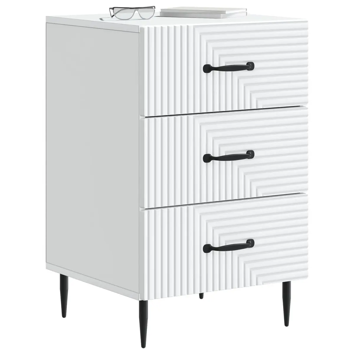 Bedside Table Nightstand Drawer Storage Compact White 43 x 41 x 66.5 cm