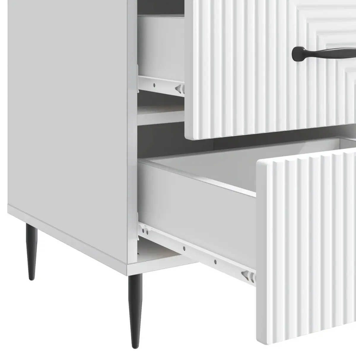 Bedside Table Nightstand Drawer Storage Compact White 43 x 41 x 66.5 cm