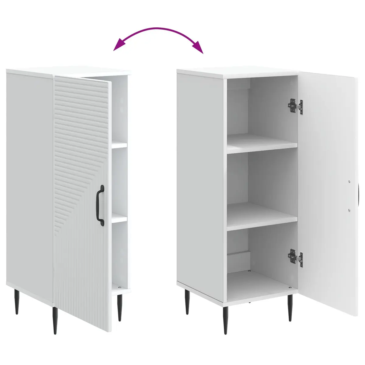 Sideboard Storage Cabinet Engineered Wood Buffet Living Room White 33 x 34.5 x 89.5 cm