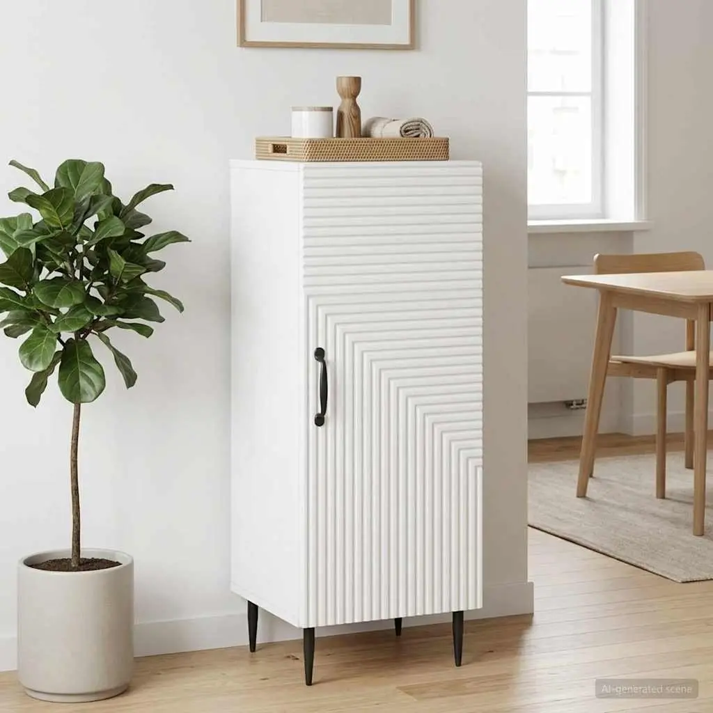 Sideboard Storage Cabinet Engineered Wood Buffet Living Room White 33 x 34.5 x 89.5 cm