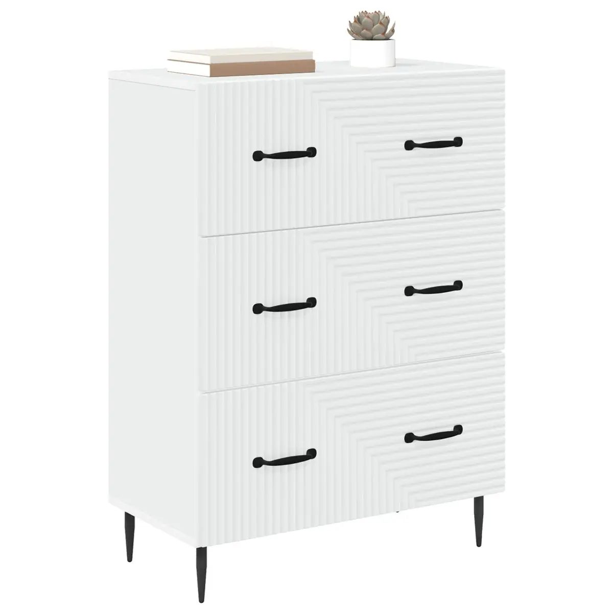 Drawer Cabinet Storage 66 x 34.5 x 89.5 cm White Engineered Wood