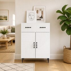 Quality White Sideboard 66 x 34.5 x 89.5 cm with Built-in Storage