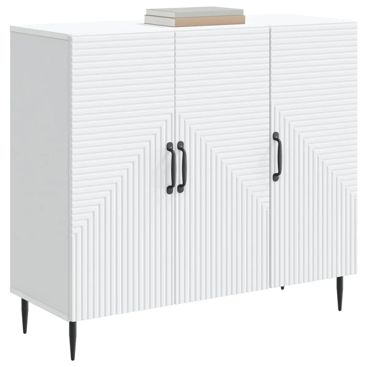 Sideboard Storage Engineered Wood 89 x 34.5 x 80 cm White Modern Vintage