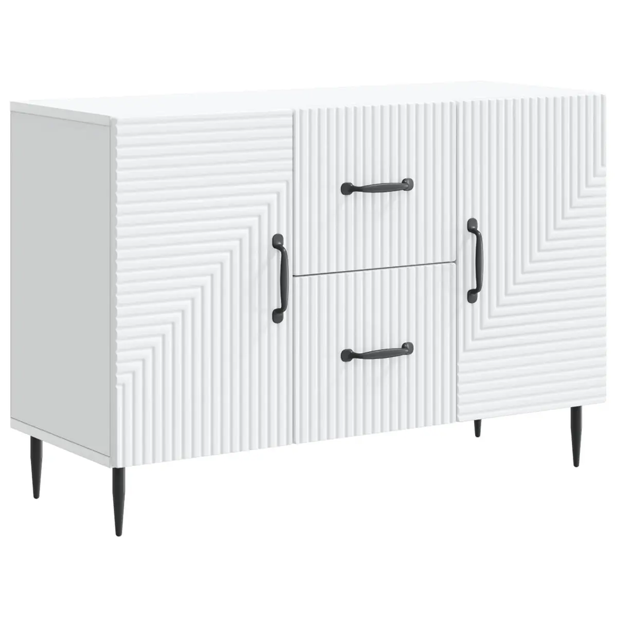 White Sideboard Storage Cabinet Engineered Wood Modern Dining Living Room