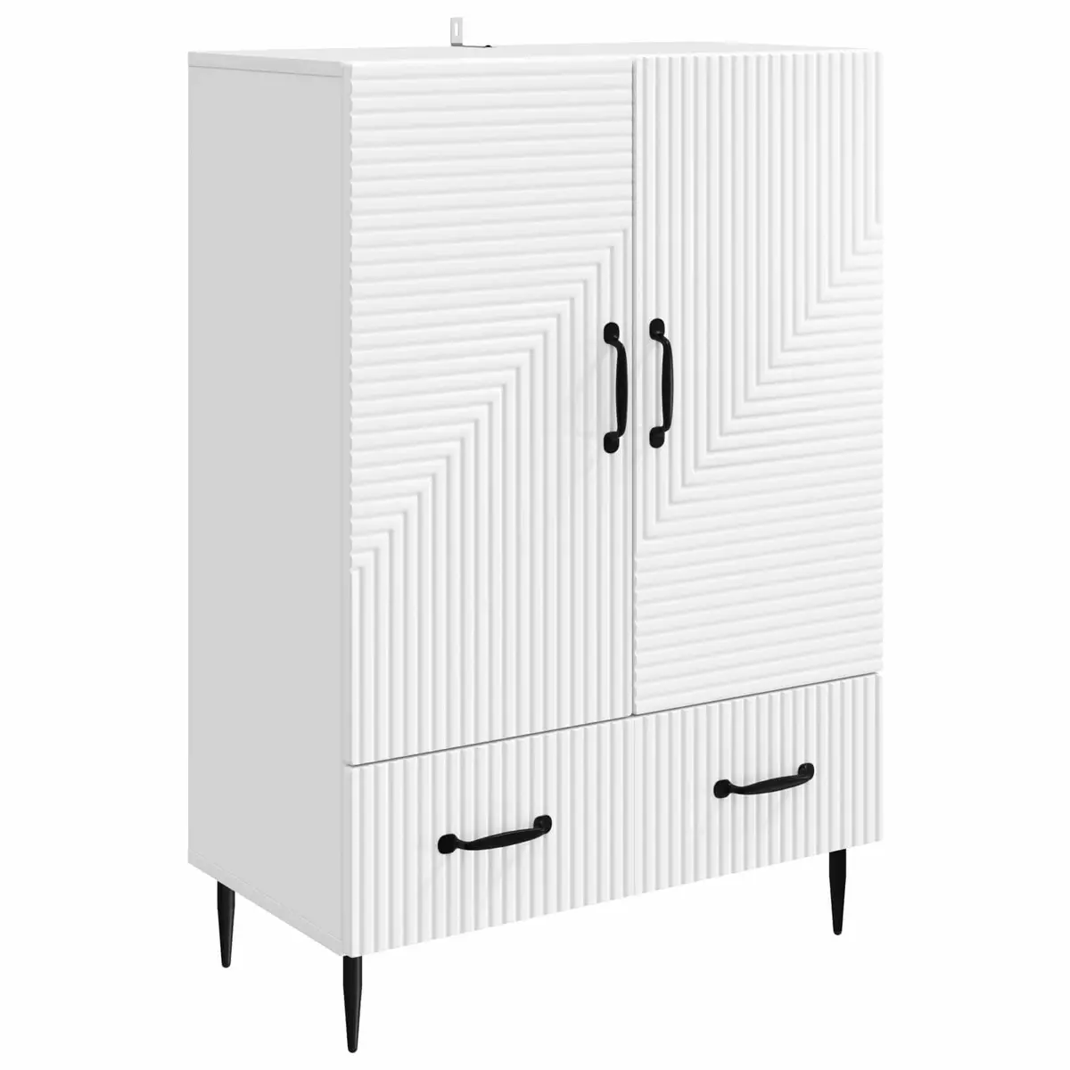 Sideboard Storage Cabinet Modern White Engineered Wood Living Room Dining 66 x 34.5 x 95 cm