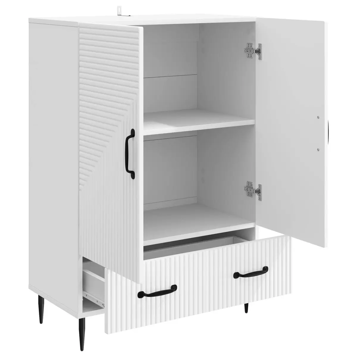 Sideboard Storage Cabinet Modern White Engineered Wood Living Room Dining 66 x 34.5 x 95 cm