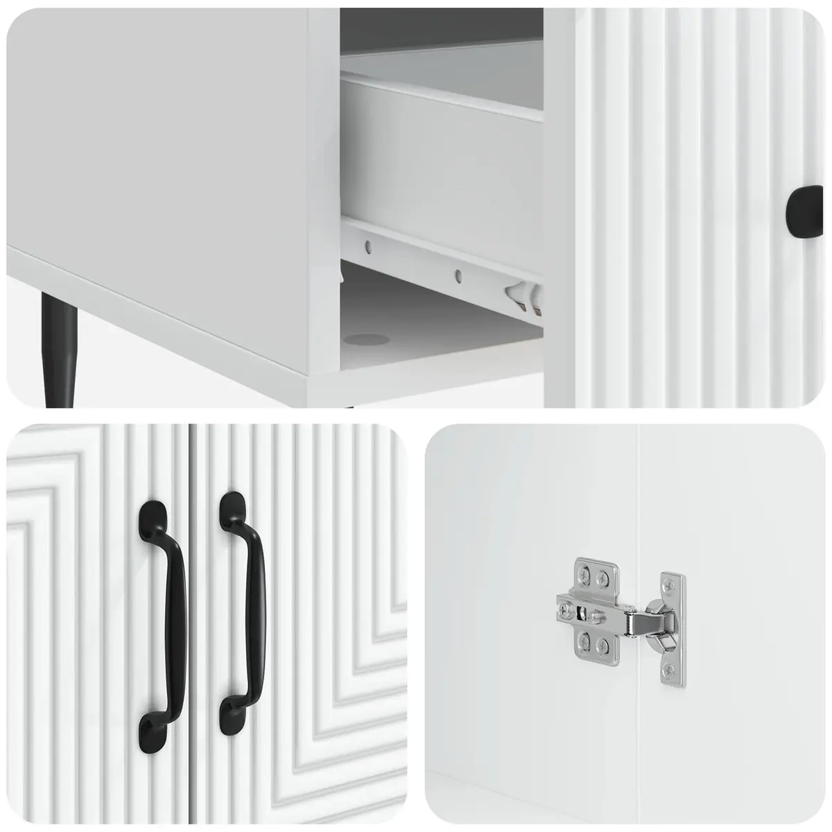 Sideboard Storage Cabinet Modern White Engineered Wood Living Room Dining 66 x 34.5 x 95 cm