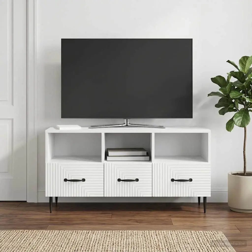 TV Cabinet Storage Unit Engineered Wood 102cm White
