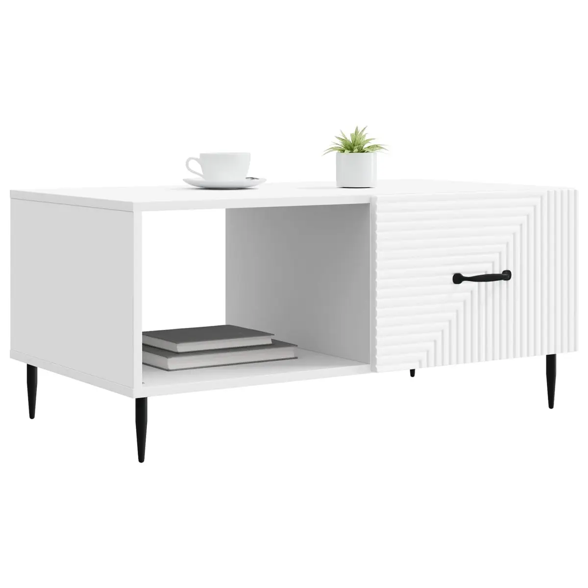White Coffee Table with Storage and Charm