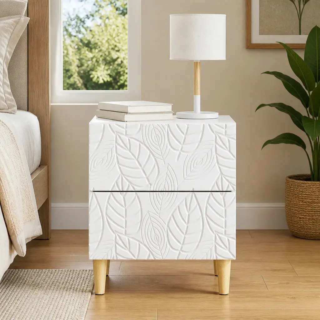 White Engineered Wood Nightstand