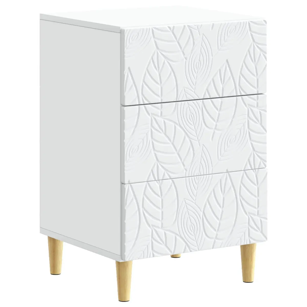 Bedside Table White Modern Bedroom Nightstand Engineered Wood Storage Drawer