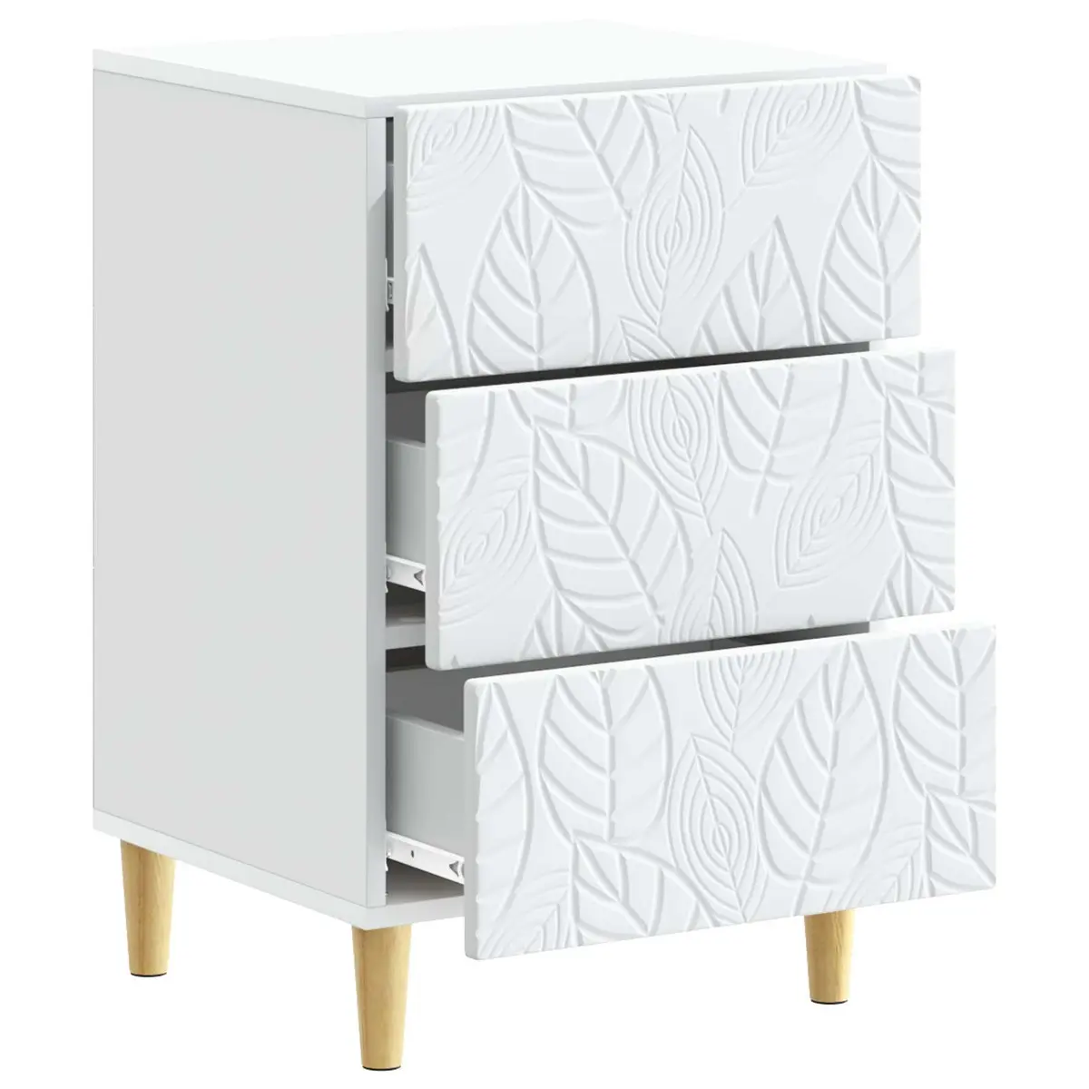 Bedside Table White Modern Bedroom Nightstand Engineered Wood Storage Drawer