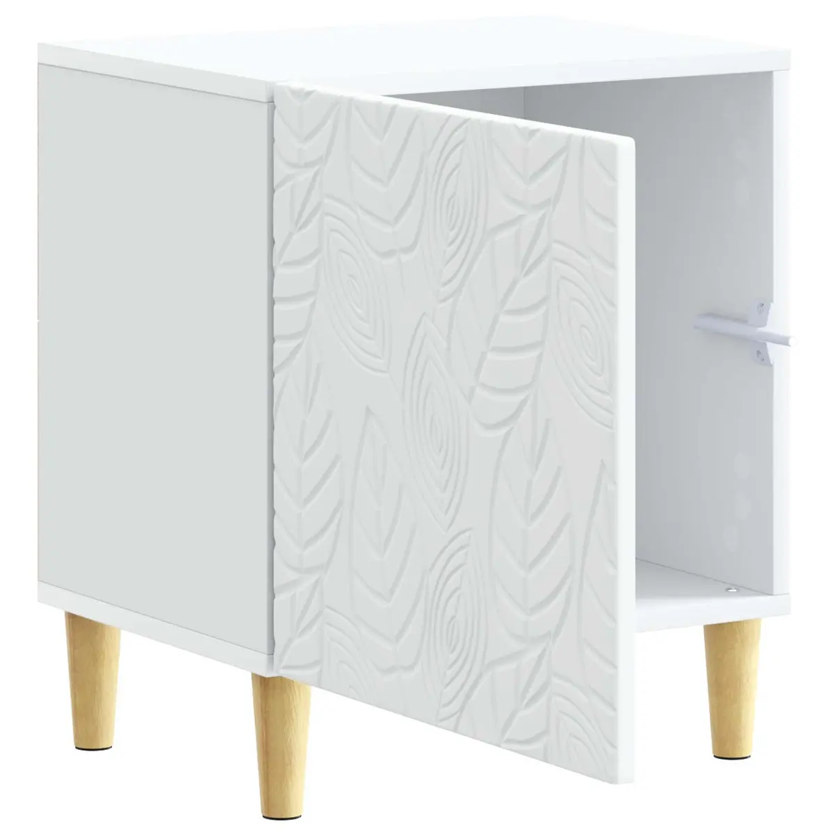 White Bedside Table with Storage Space