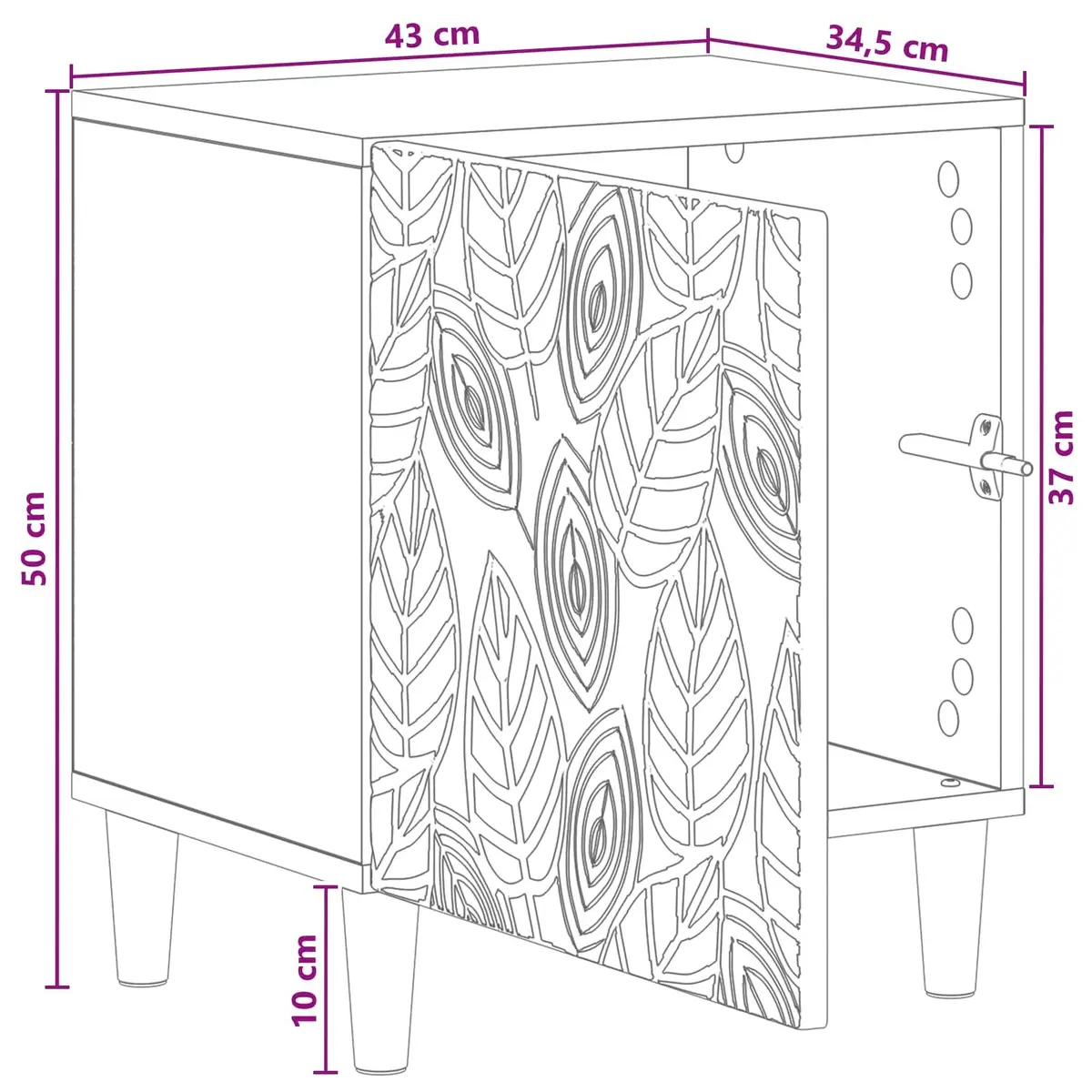 White Bedside Table with Storage Space