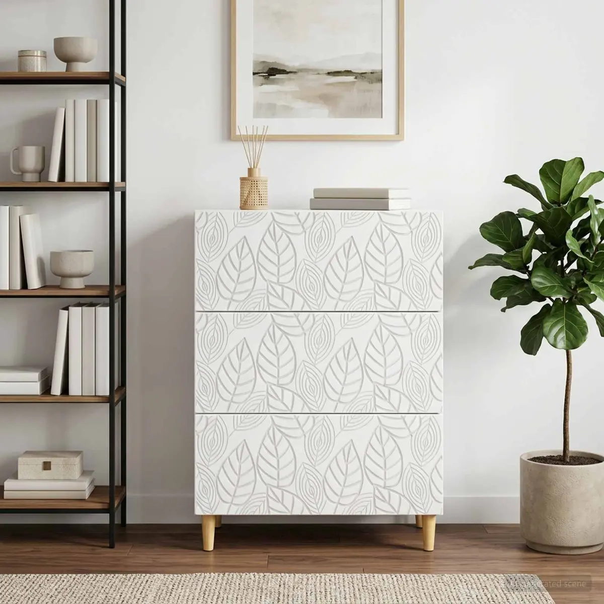 Drawer Cabinet Storage White Rectangular Engineered Wood Living Room