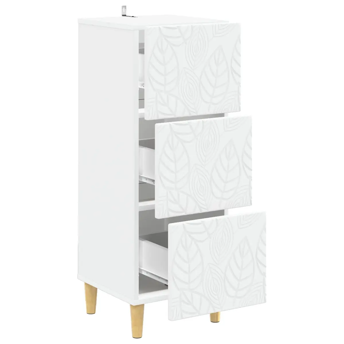Drawer Cabinet Storage Unit 33 x 34.5 x 90 cm White Engineered Wood Frame