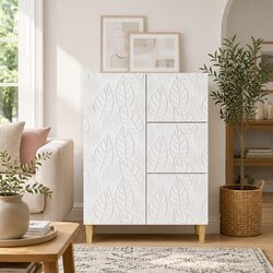 White Sideboard Storage Cabinet with Vintage Aesthetic